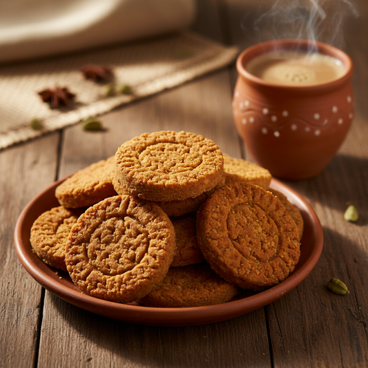 Homemade Thekua – crispy Bihar jaggery biscuits with masala chai